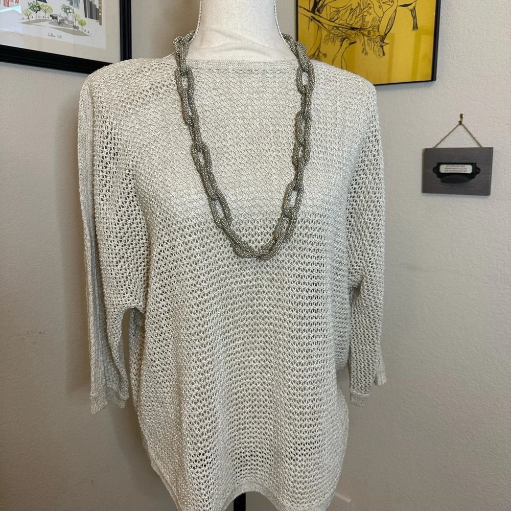 J jill fishnet open weave sweater size L - Picture 1 of 4
